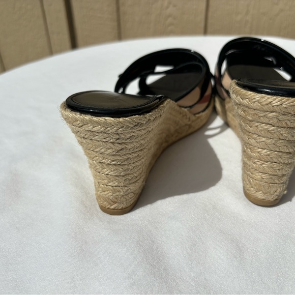 Burberry Nova Check Strappy Espadrille Wedge Slip On Sandals - Picture 2 of 14